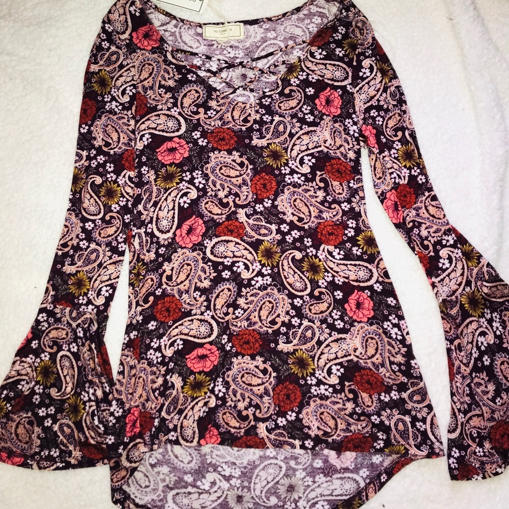 paisley print long sleeve tunic